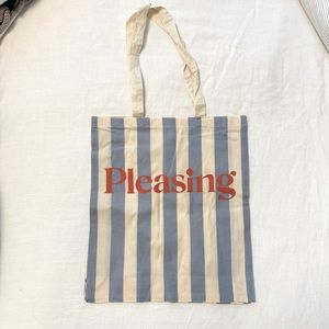 Pleasing Blue & Cream Striped Tote Bag